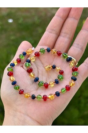 گردنبند جواهر آبی بچه گانه سنگ طبیعی KEHRİBAREVİ EREĞLİ - کد 745982723
