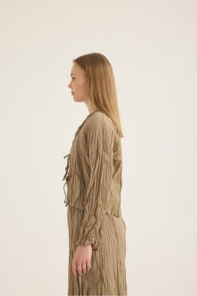 بلوز بژ زنانه ساده SEVİLEN - کد 925828978