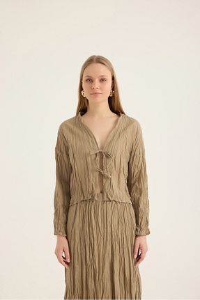 بلوز بژ زنانه ساده SEVİLEN - کد 925828978