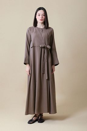 لباس حجاب قهوه ای زنانه اورسایز ZÜLAYS - کد 925842620