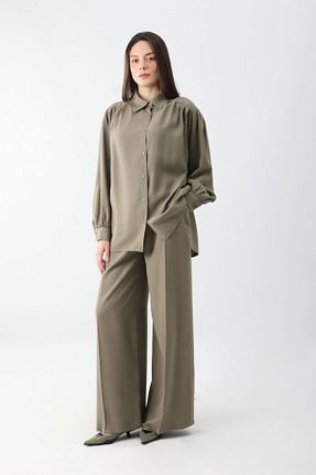 ست بالاتنه و پائین تنه حجاب خاکی زنانه رگولار ZÜLAYS - کد 925842297