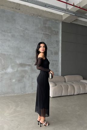 لباس مشکی زنانه بافتنی LÜX TARZ - کد 925841886