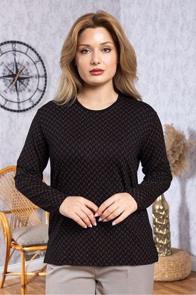 بلوز مشکی زنانه طرح دار Mutlu City - کد 925848157