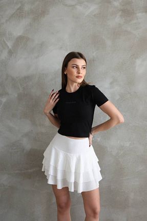 دامن سفید زنانه بافتنی Miss Beyoğlu - کد 925855297