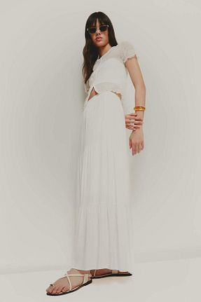 بلوز سفید زنانه ساده Defacto - کد 899279410