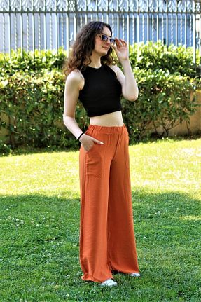شلوار نارنجی زنانه Keten Görünümlü Pasaklı Giyim - کد 322574083