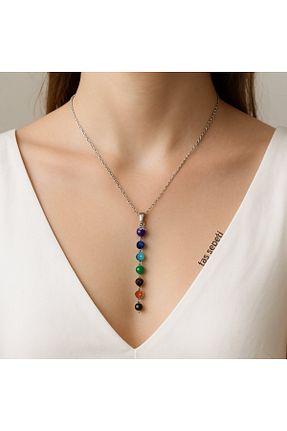 گردنبند جواهر رنگی زنانه سنگ طبیعی TAŞ SEPETİ - کد 925869079