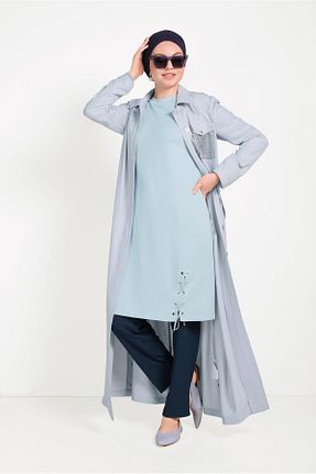 مانتو بلند حجاب طوسی زنانه Alvina - کد 867939504