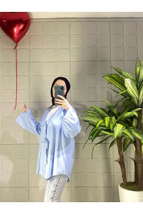 کافتان و کیمونو حجاب آبی زنانه %100 پنبه MISRA GİYİM AYSEL ATEŞ - کد 925876282
