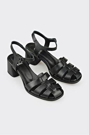 صندل مشکی زنانه پاشنه ضخیم Elle - کد 925924767