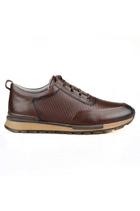 کفش اسنیکر قهوه ای مردانه بند دار FootCourt - کد 69567484