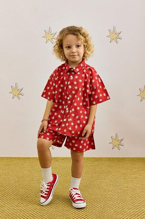 ست بالاتنه و پائین تنه زرشکی بچه گانه بافتنی Fahhar Kids - کد 926037185