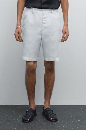 شلوارک و برمودا سفید مردانه کتان Massimo Dutti - کد 925932985