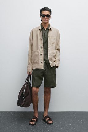 شلوارک و برمودا سبز مردانه Straight Massimo Dutti - کد 925932928