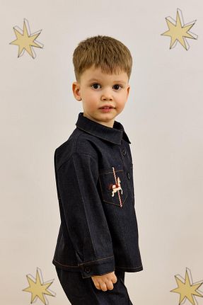ست بالاتنه و پائین تنه سرمه ای بچه گانه بافتنی Fahhar Kids - کد 926038513