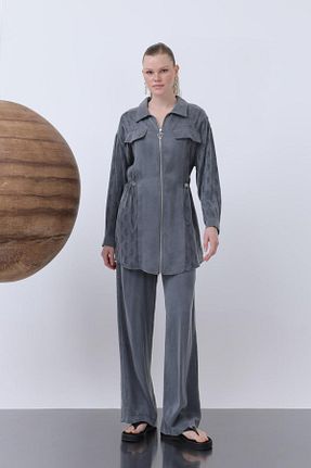 ست بالاتنه و پائین تنه طوسی زنانه بافتنی Puane - کد 925935861