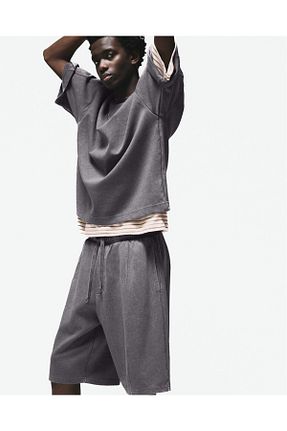شلوارک و برمودا طوسی مردانه پنبه ای Pull & Bear - کد 925950185