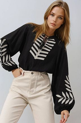 بلوز مشکی زنانه ساده VAGGON - کد 925974606