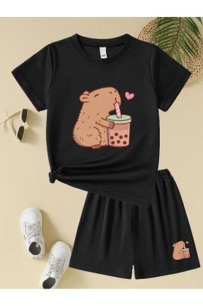 ست بالاتنه و پائین تنه مشکی بچه گانه بافت Afternoon Kids - کد 926064099