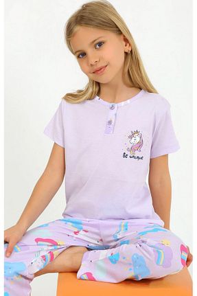 ست لباس راحتی بنفش بچه گانه پنبه ای Little Miny Kids - کد 926072377