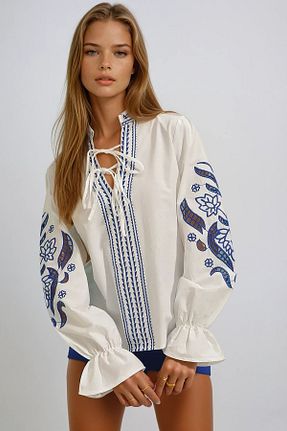 بلوز سفید زنانه رگولار VAGGON - کد 925972596
