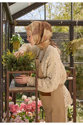 روسری قهوه ای پلی استر Fresh - کد 828099342