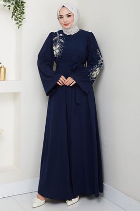مانتو بلند حجاب سرمه ای زنانه hafsamina - کد 926000354