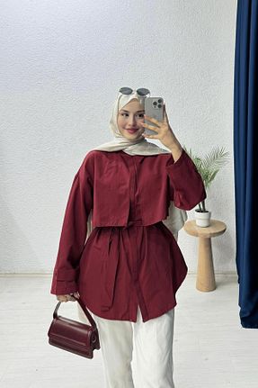 پیراهن زرشکی زنانه اورسایز lurex moda - کد 926000185