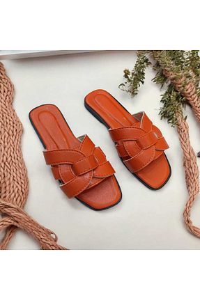 دمپائی نارنجی زنانه چرم مصنوعی MARİSSA - کد 926000097