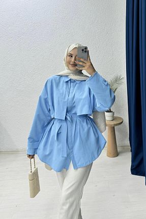 پیراهن آبی زنانه اورسایز lurex moda - کد 926000207