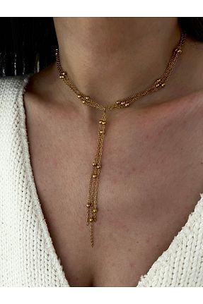 گردنبند استیل ( فولاد ) زرد استیل (فولاد) Hoop jewelery - کد 926005094