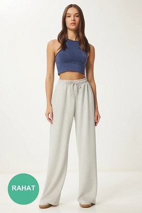 شلوار کرمگن طوسی زنانه ساق پهن Lovelyİstanbul - کد 878763627