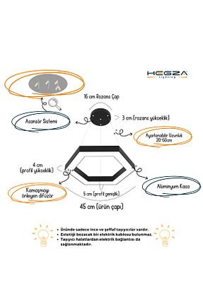 لوستر مشکی آلومینیوم Hegza Lighting - کد 40468901