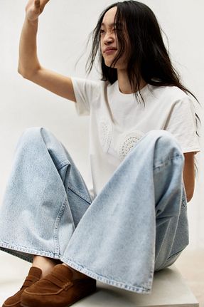 تیشرت سفید زنانه رگولار H&M - کد 926033414