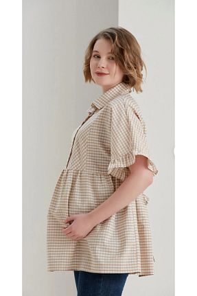 پیراهن بارداری بژ زنانه رگولار LİYACA - کد 926026763