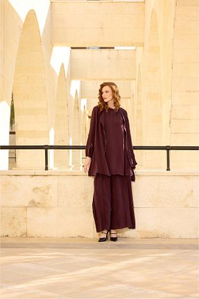 ست بالاتنه و پائین تنه زرشکی زنانه بافتنی MissWhence - کد 926171065
