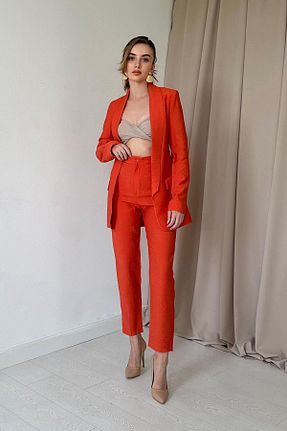 ست بالاتنه و پائین تنه نارنجی زنانه بافتنی Elbee Fashion Woman - کد 322438768