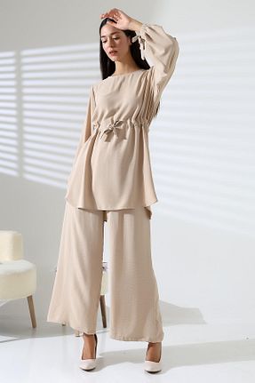 ست بالاتنه و پائین تنه حجاب بژ زنانه رگولار ribana - کد 926051009