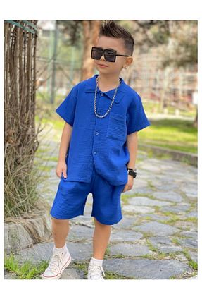 ست بالاتنه و پائین تنه آبی بچه گانه بافتنی My Kids Wear - کد 926172787