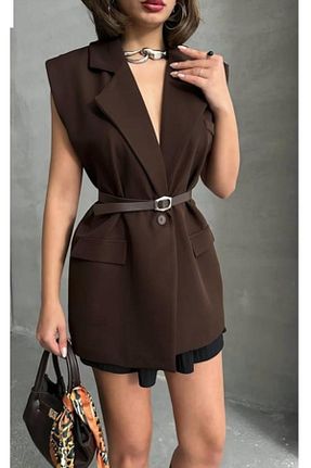 کت بلیزر قهوه ای زنانه پارچه POLANGEL - کد 925536847