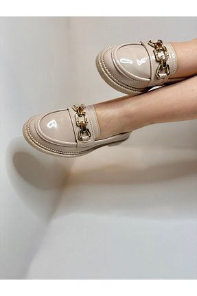 کفش لوفر بژ زنانه چرم لاکی AHOORA SHOE - کد 901364552