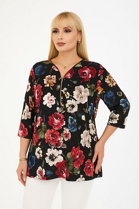 بلوز سایز بزرگ مشکی زنانه سایز بزرگ HÜLYA BUTİK - کد 926090598