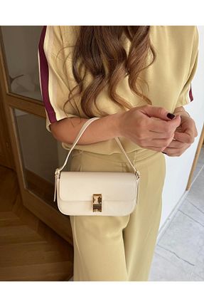 کیف دوشی بژ زنانه چرم مصنوعی Tina İstanbul - کد 926094405