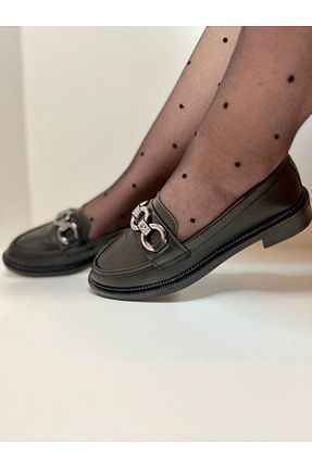 کفش لوفر مشکی زنانه چرم مصنوعی AHOORA SHOE - کد 901399492