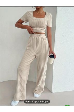 ست بالاتنه و پائین تنه بژ زنانه بافت bemmoda - کد 926125141