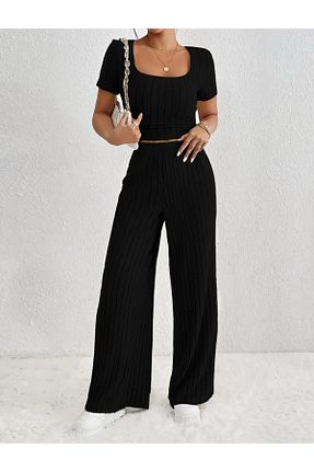 ست بالاتنه و پائین تنه مشکی زنانه بافت bemmoda - کد 926125327