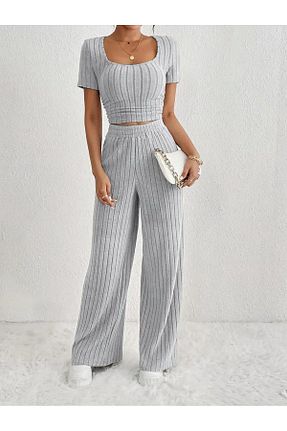 ست بالاتنه و پائین تنه طوسی زنانه بافت bemmoda - کد 926125716