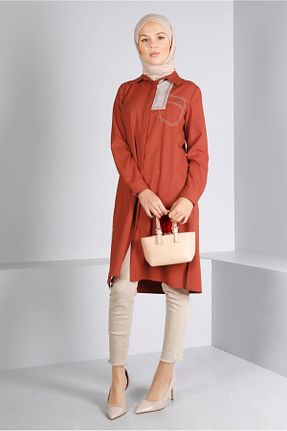 تونیک حجاب نارنجی زنانه پلی استر Alvina - کد 797081689