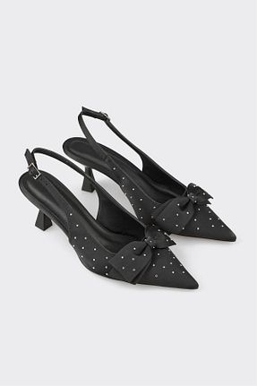 کفش پاشنه بلند کلاسیک مشکی زنانه پارچه ای Elle - کد 926161447