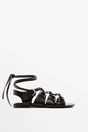 صندل قهوه ای زنانه پاشنه تخت Massimo Dutti - کد 926185471